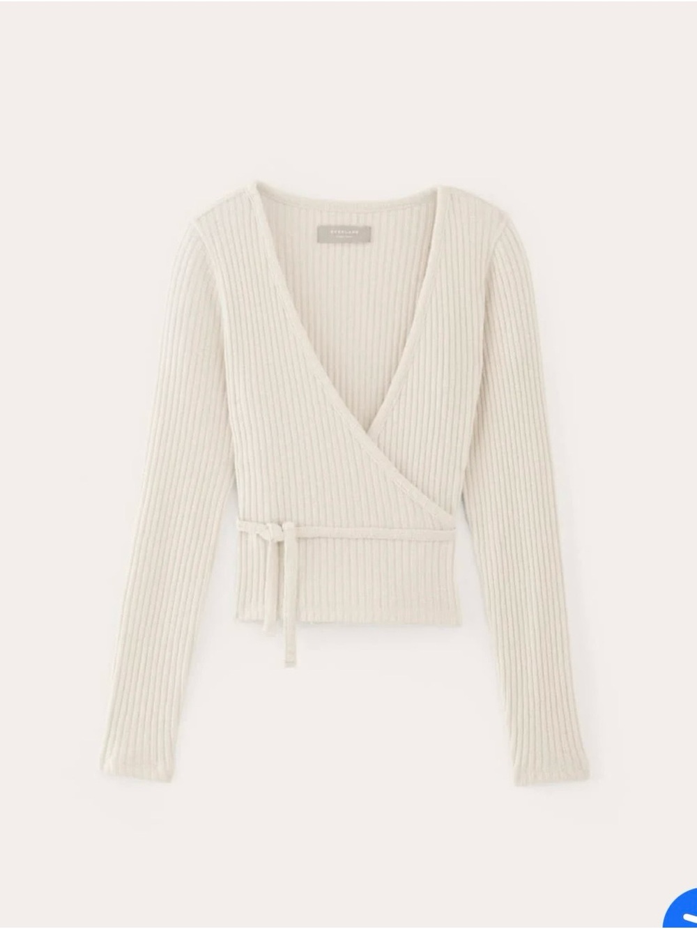 Everlane Cream Ribbed Wrap Knit Top